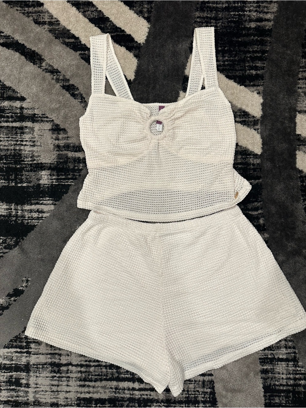 Women's White Knit Tank & Short Set